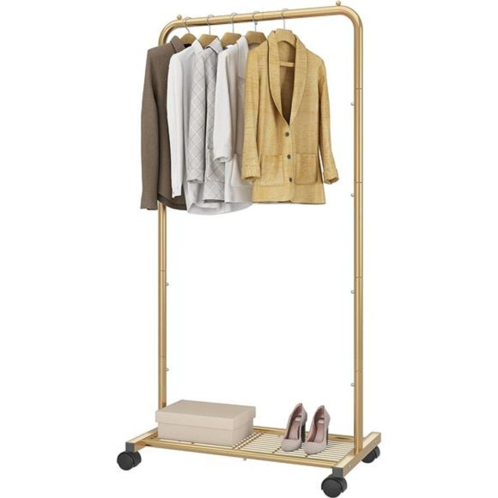 Standard Clothes Garment Rack, Clothing Rolling Rack, Golden Yellow - Picture 2 of 7